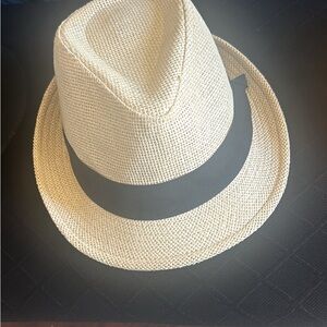 Stylish Cream Fedora Hat with Black Band
